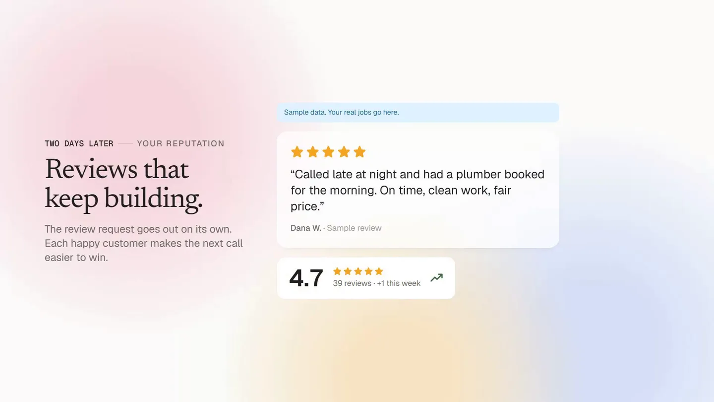 A demo recorded from the Regulator: a five-star sample review arriving and the shop rating moving up